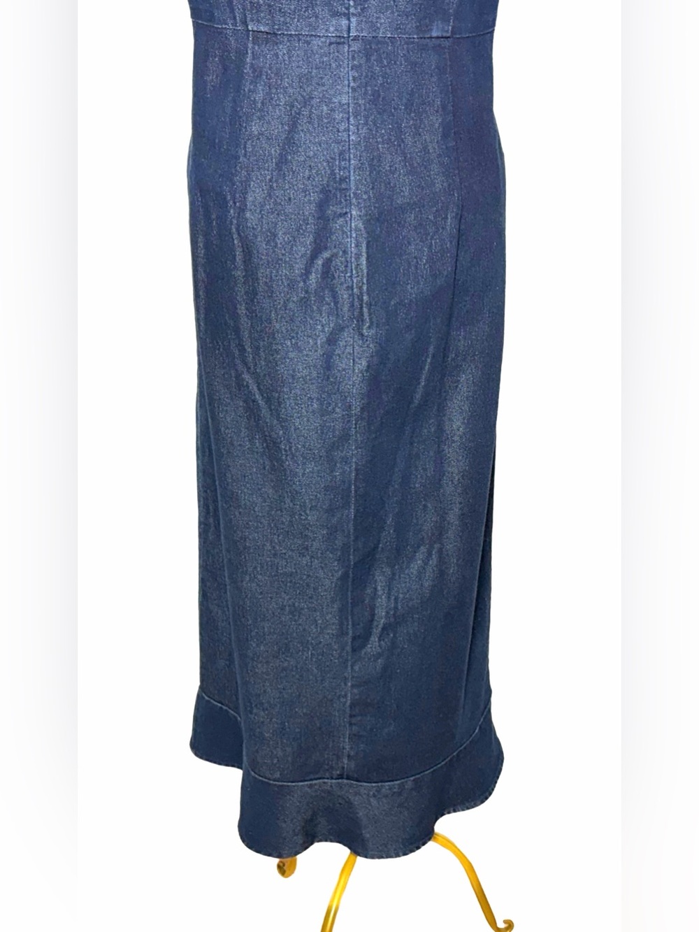 Eddie Bauer Dark Wash Denim Midi Dress with Short Sleeves, Size Medium - Picture 9 of 13